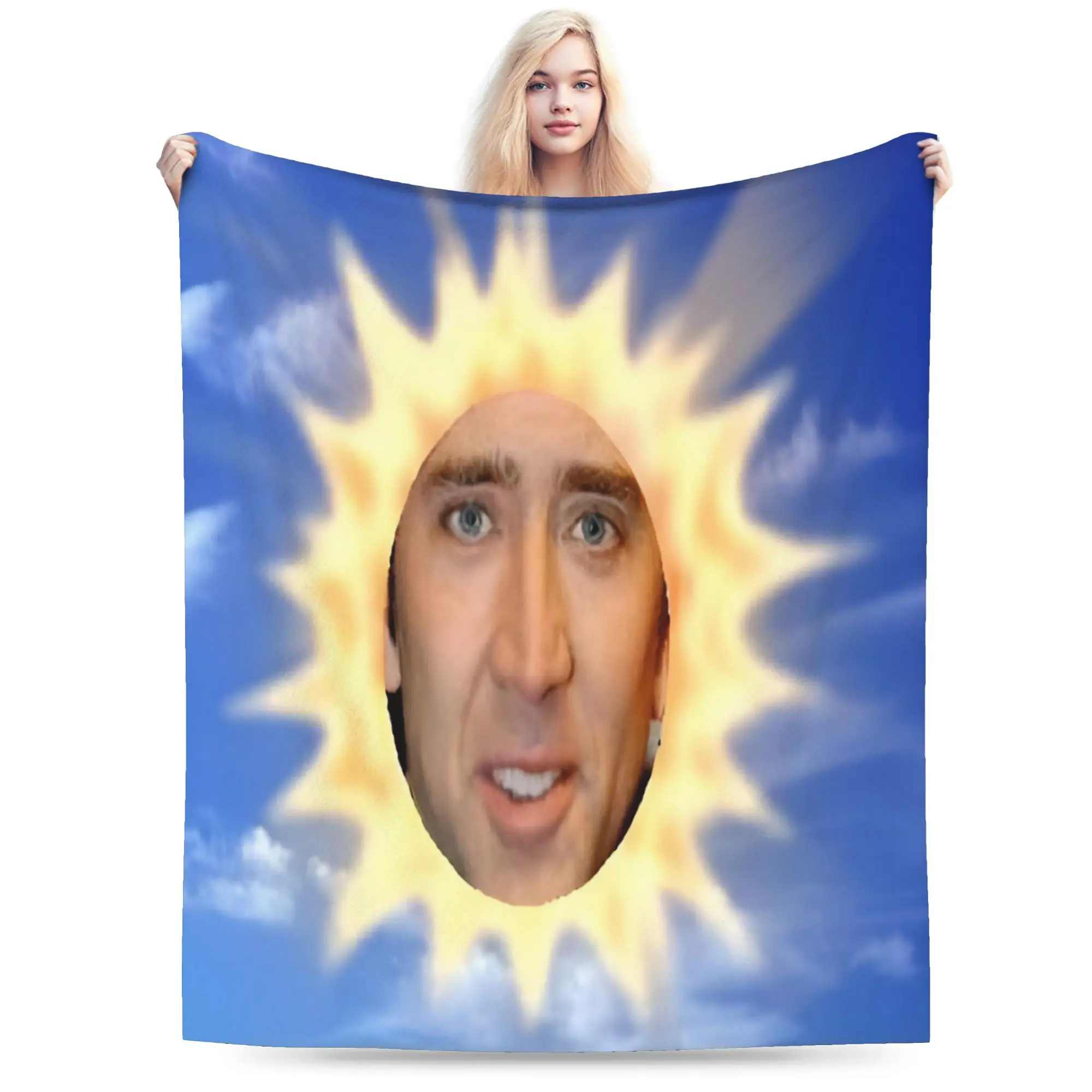 Cozy Nicolas Cage Headshot  Blanket Merch Bed Decorative  Throw Blanket Super Warm Fleece for Office