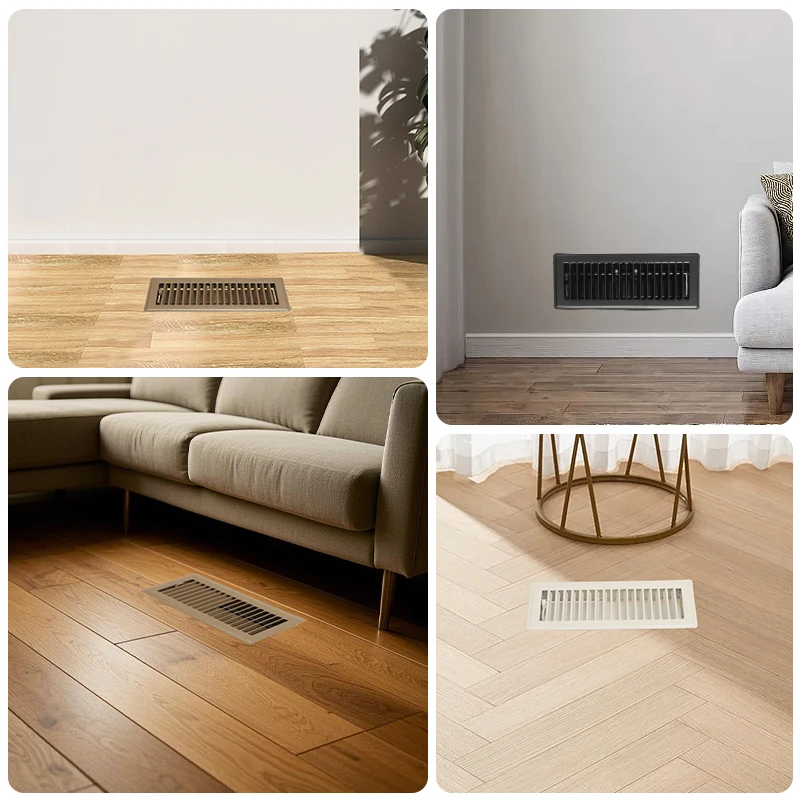 Prese d'aria a pavimento, 3×10 pollici, bianco/nero/marrone, griglie di ventilazione a pavimento, materiale resistente, adatto per uso domestico e in ufficio