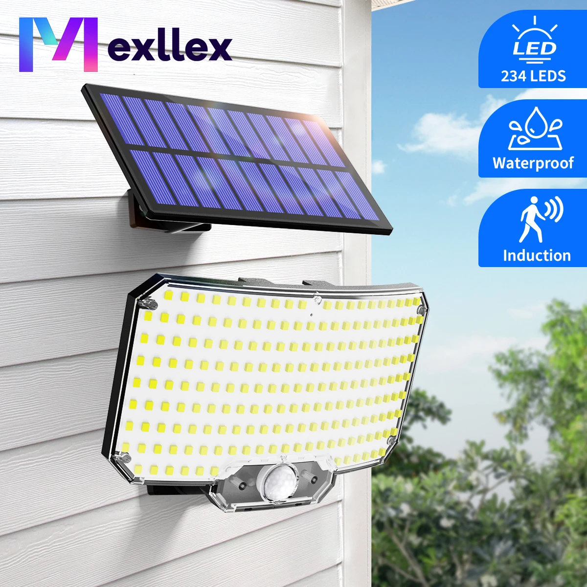 

Mexllex 234 LEDs Solar Wall Lights Outdoor with Motion Sensor & Remote, 3 Modes & 1500mah Battery, IP65 Lamp for Garden Garage