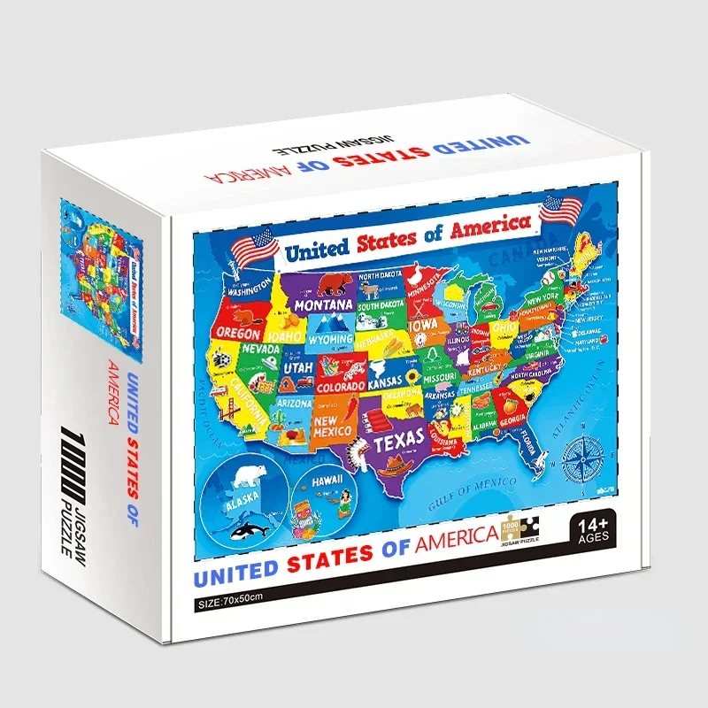 

70*50cm Adult Puzzle 1000 Pieces Paper Jigsaw Puzzles The USA Map Famous Paintings Series Learning Education Craft Toys Gifts