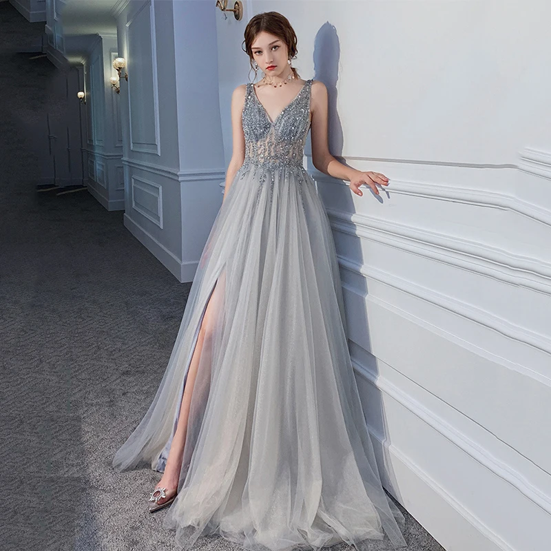 Elegante Lange Prom Avond Gastjurken Voor Vrouwen Sexy Diepe V 2023 Zomer Hals Rugloze Chiffon Kant Bruiloft Feest Maxi Jurk