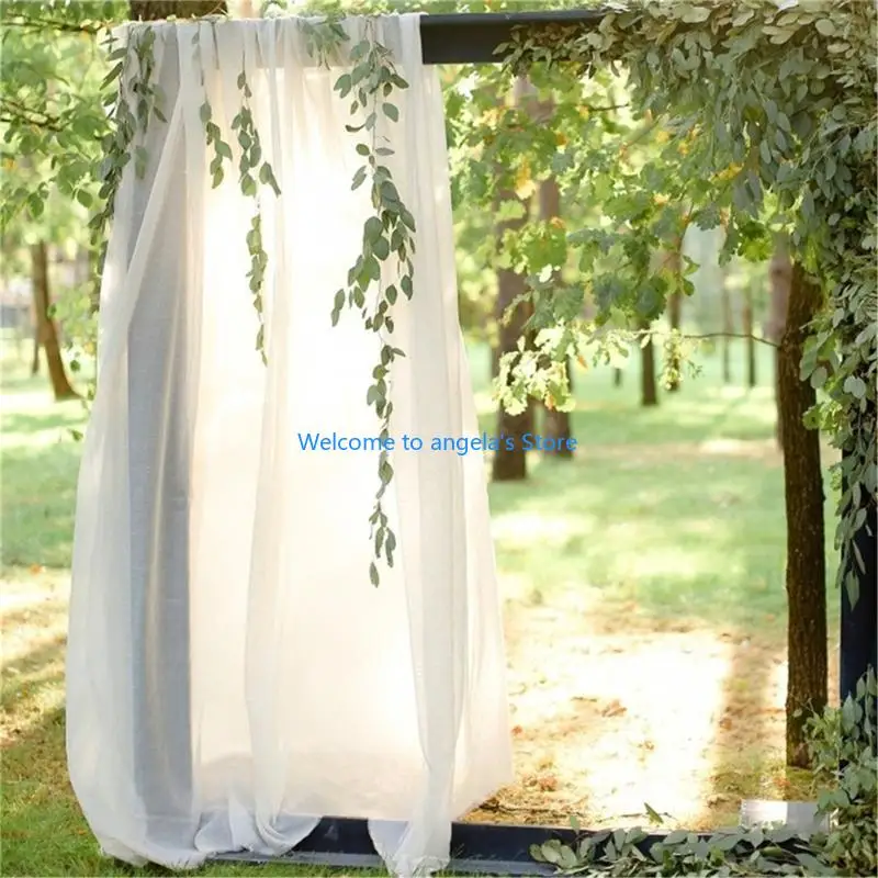 X4YC Tulle Wedding Archway Curtain Pearls Sheer Wedding Ceremony Celebration Backdrop