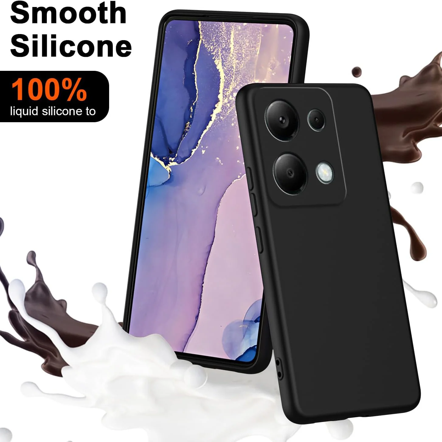 Luxury Matte Silicone Soft Case For Xiaomi Redmi Note 13 12 Pro 4G Square Liquid Solid Black Case For Redmi Note 11 10 5G 12S