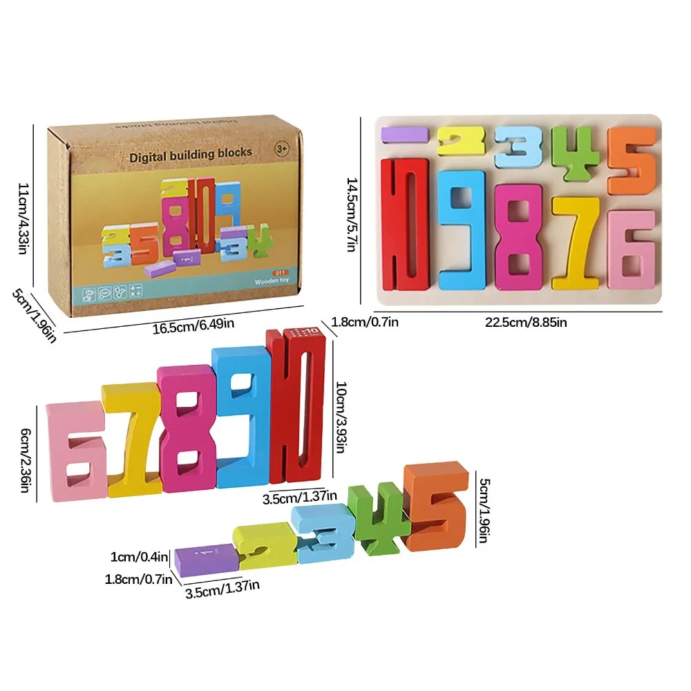 Novo número de madeira bloco de construção educação precoce aprendizagem empilhamento jogos montessori contagem brinquedo para