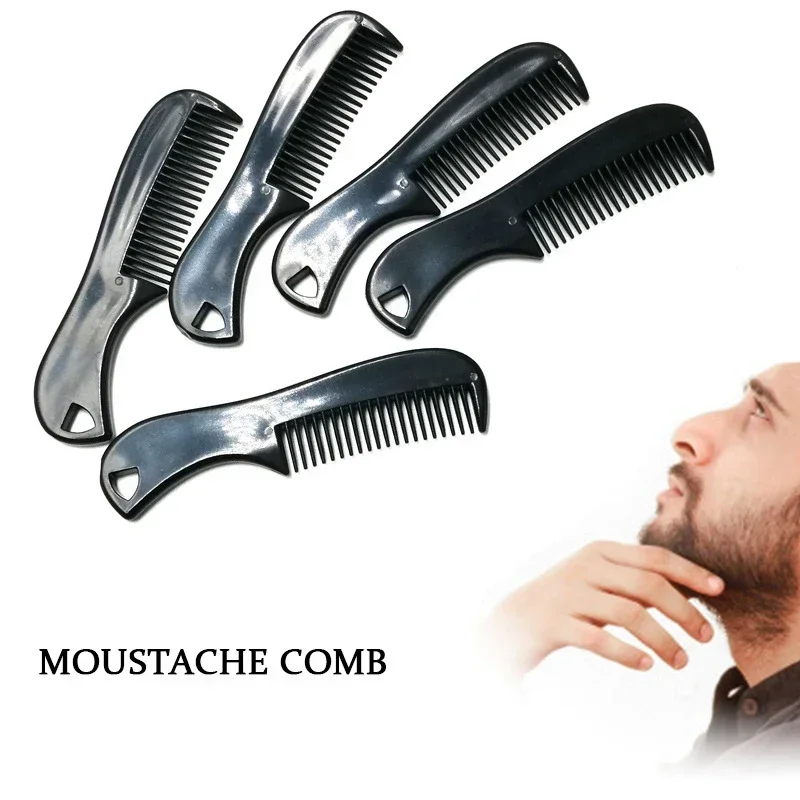 1Pc Men Comb Mini Pocket Beard Comb for Men Plastic Moustache Facial Hairbrush Beard Styling Detangling Combs Barber Combs Black