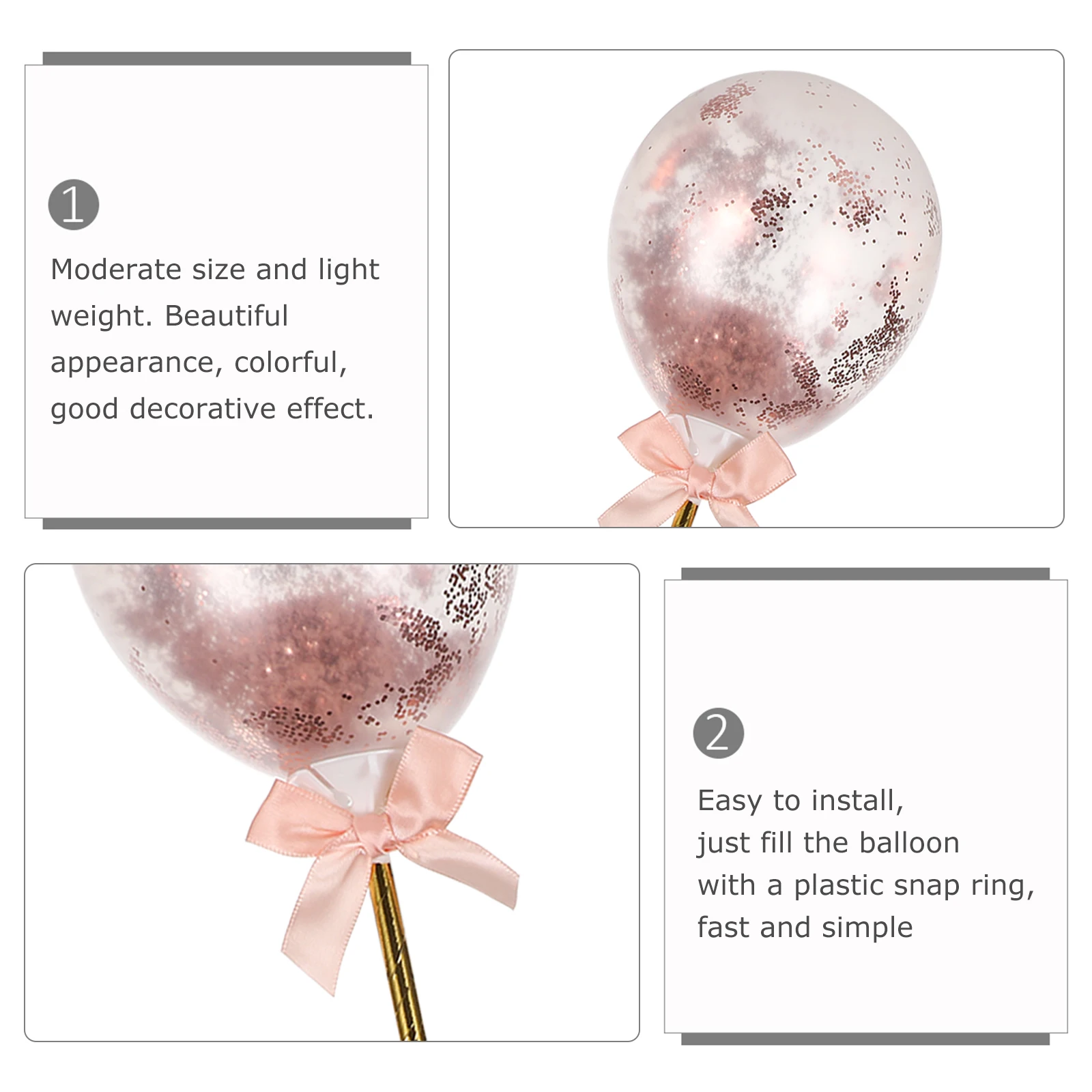 

1Set Balloon Cake Topper Decorative Insert for Birthday Cake Decoration Supplies Cupcake Ornament Party Wedding Celebration