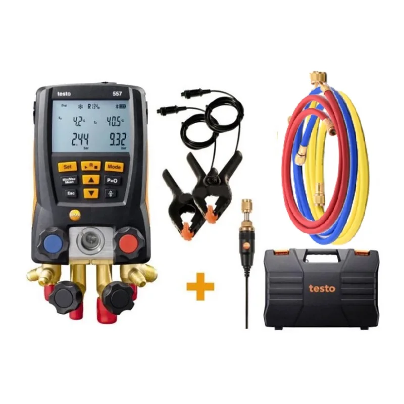 Testo 557 مقياس رقمي متعدد 4 اتجاهات تحقيقات درجة حرارة المشبك، علبة، مقياس بيرياني خارجي للمكنسة الكهربائية بلوتوث 0563 2557 مع خراطيم