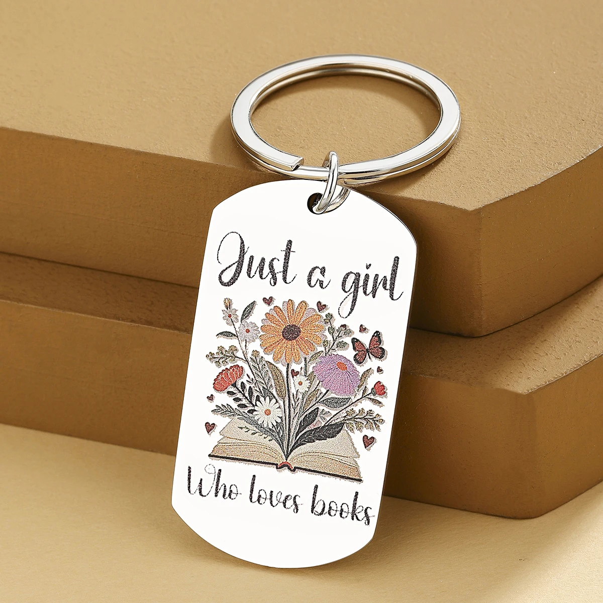 Regalos para Amantes de los Libros para Mujeres, Llavero con la Frase 'Just A Girl Who Loves Books', Regalos para Amantes de los Libros, Regalo de Cumpleaños para Mujeres
