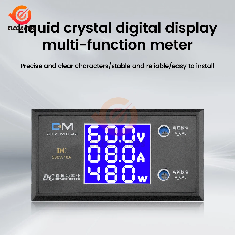 DC 0-50V 0-100V 0-500V 5A 10A LCD Digital Voltmeter Ammeter Wattmeter Current Energy Meter Detector Tester for Electrician Tool