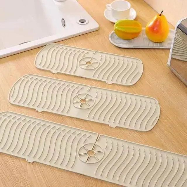 Kitchen Sink Splash Guard Silicone Water Barrier Anti-Fly Splashes Worktop Basin Sink  Waterproof Strip Household Tools