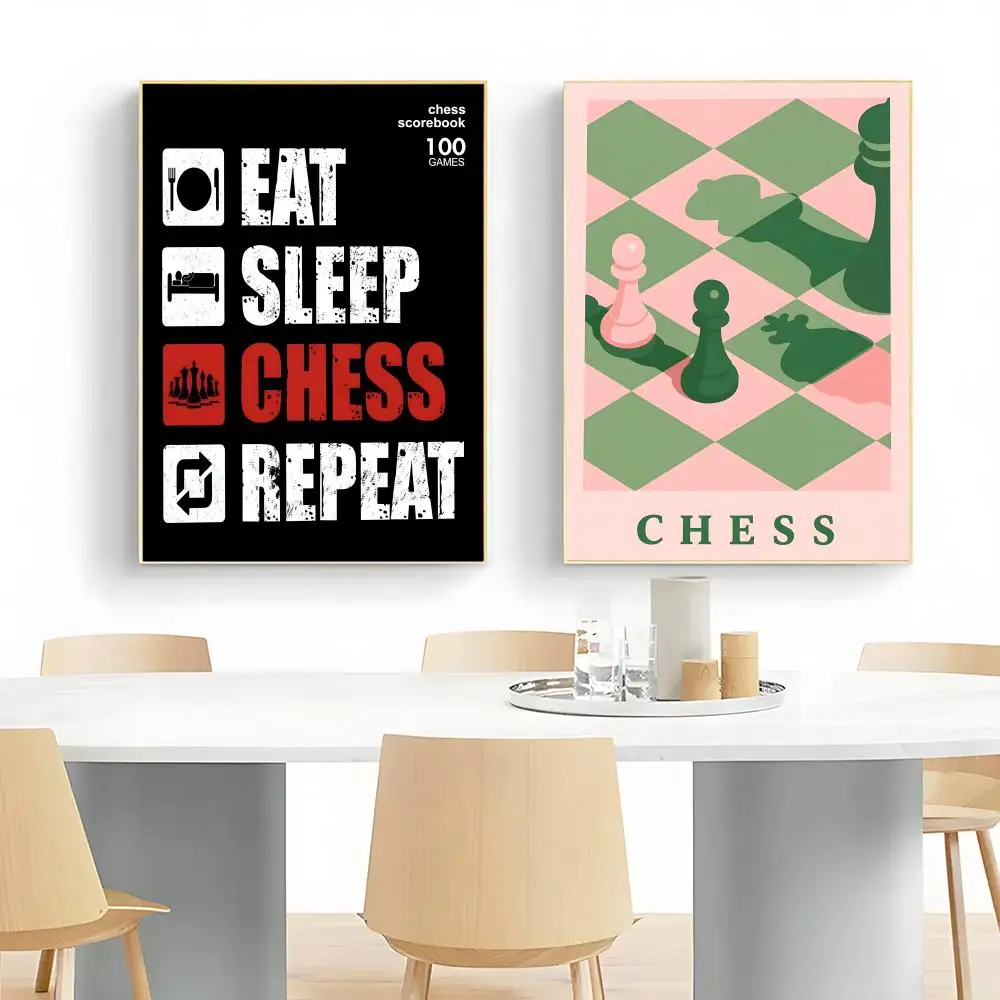 Competitive Solemn W-World Chess Day Poster Wall Art Print Decorative Mural Home Decor Gift Unframed