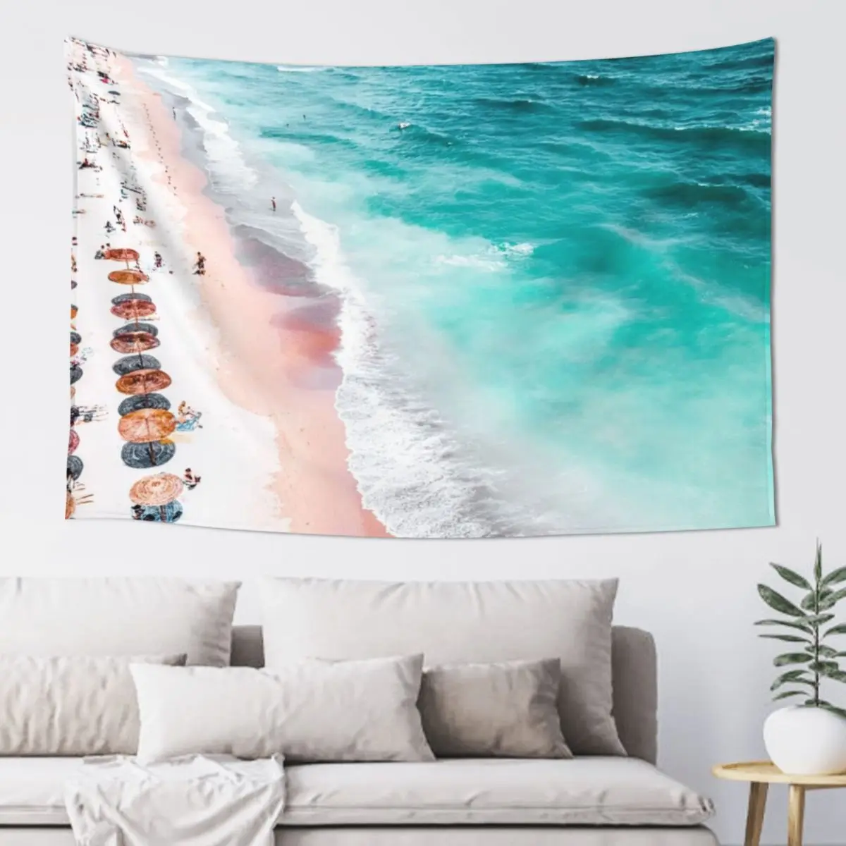 Aerial Beach Print, Aerial Photography, Beach Blue Ocean Seaside Ocean Waves Ar Tapestry Wall Tapestries Tapestry