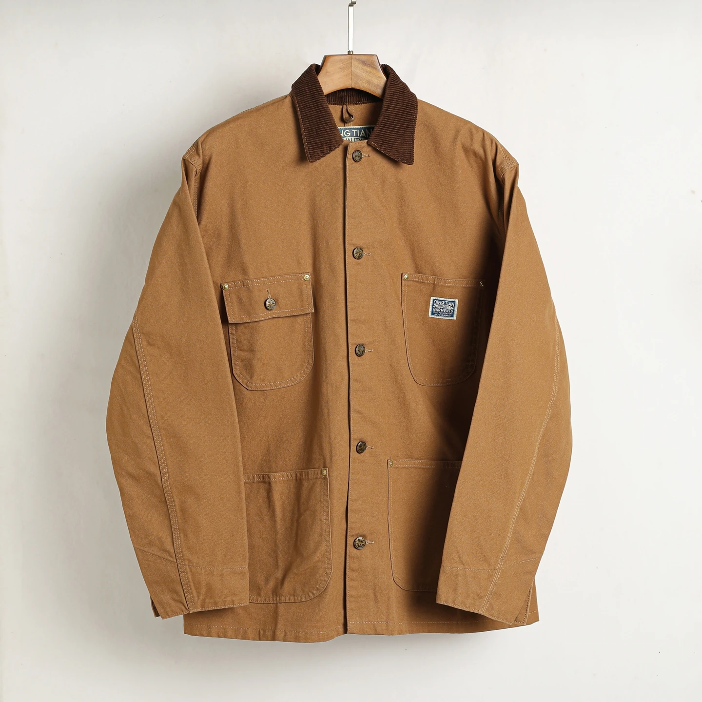 

Michigan Jaet Heavyweight Canvas Du Hunting American Worker Coat Classic Four ket Outerwear Casual Sle