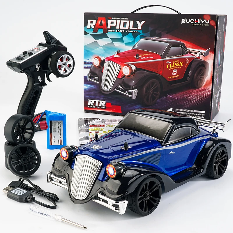 4WD 1:16 RC Drift Auto Fernbedienung Klassisches Retro-Automodell mit LED-Leuchten Racing RTR Radio LKW Fahrzeug Spielzeug für Jungen Mädchen