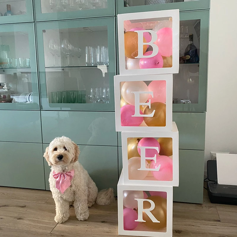 Baby Boxes with Letters Clear Balloon Boxes Baby Shower Block Boxes for Baby Shower Gender Reveal Decorations Birthday Party