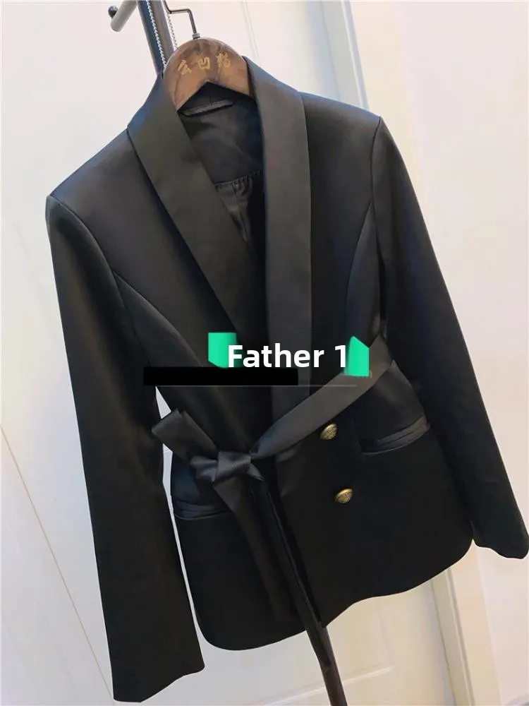 Briti Sle Peach Pink  Jaet with Belt Ele Precision Commute Wind Women's Suit Outerwear A6744