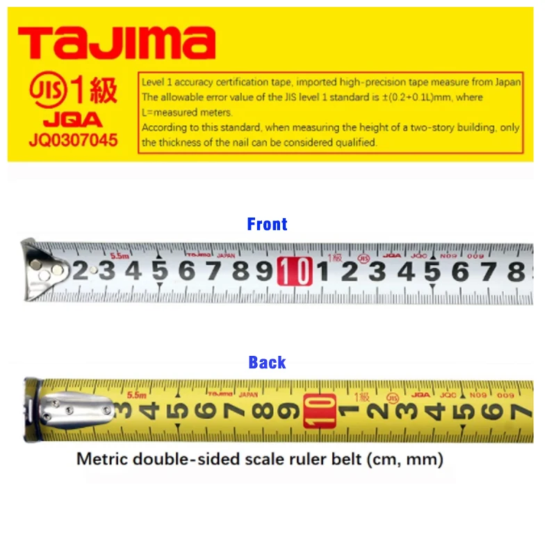 Tajima Tape Measure 2-7.5 Meters Anti-Fall Band Tapes Portable Length Measuring Tool Metric Precise And Clear JIS1 Japan Brand