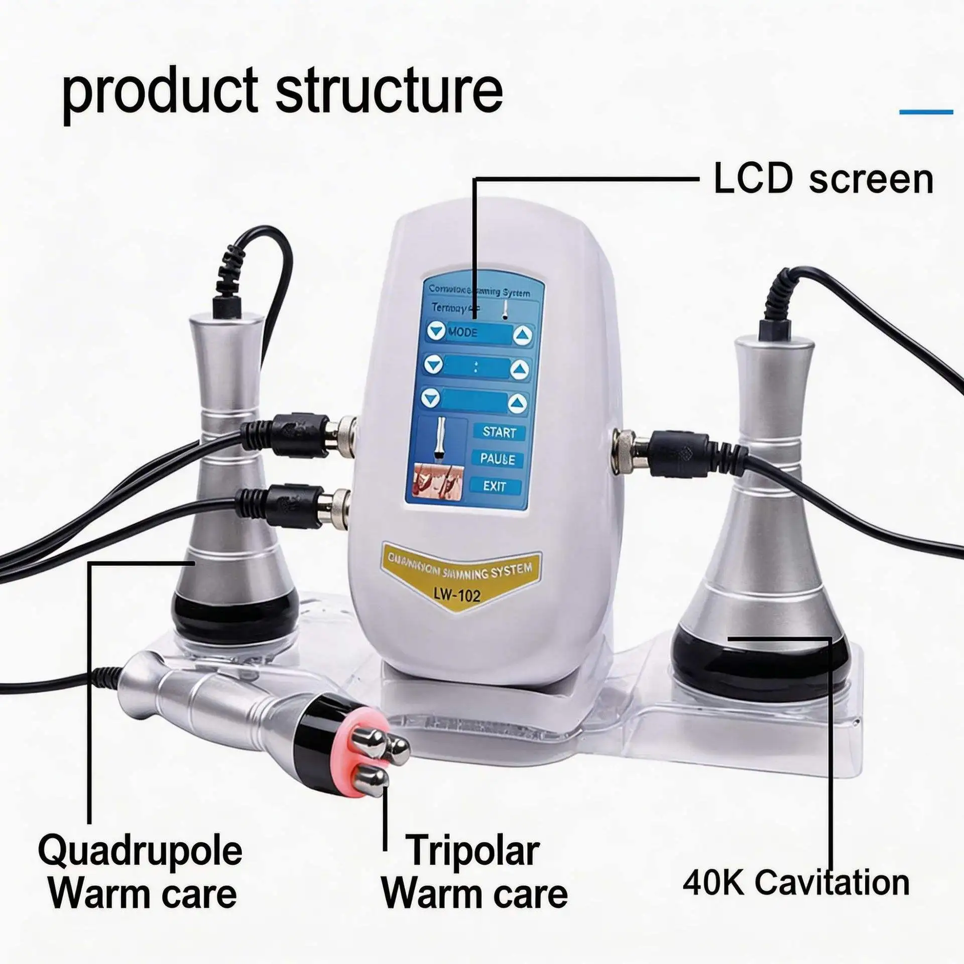Multifunction 40K Cavitation Slimming Machine Ultrasonic Body Shaping Massager with Stand RF Facial Skin Tighten Lifting Device