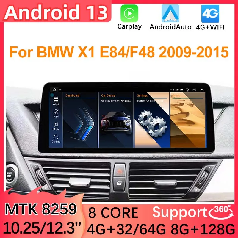 

Factory 10.25" 12.5" 8G+128G Android13 For BMW x1 E84 F48 Video Radio Stereo Player GPS Navigation Central Multimedia IPS Screen