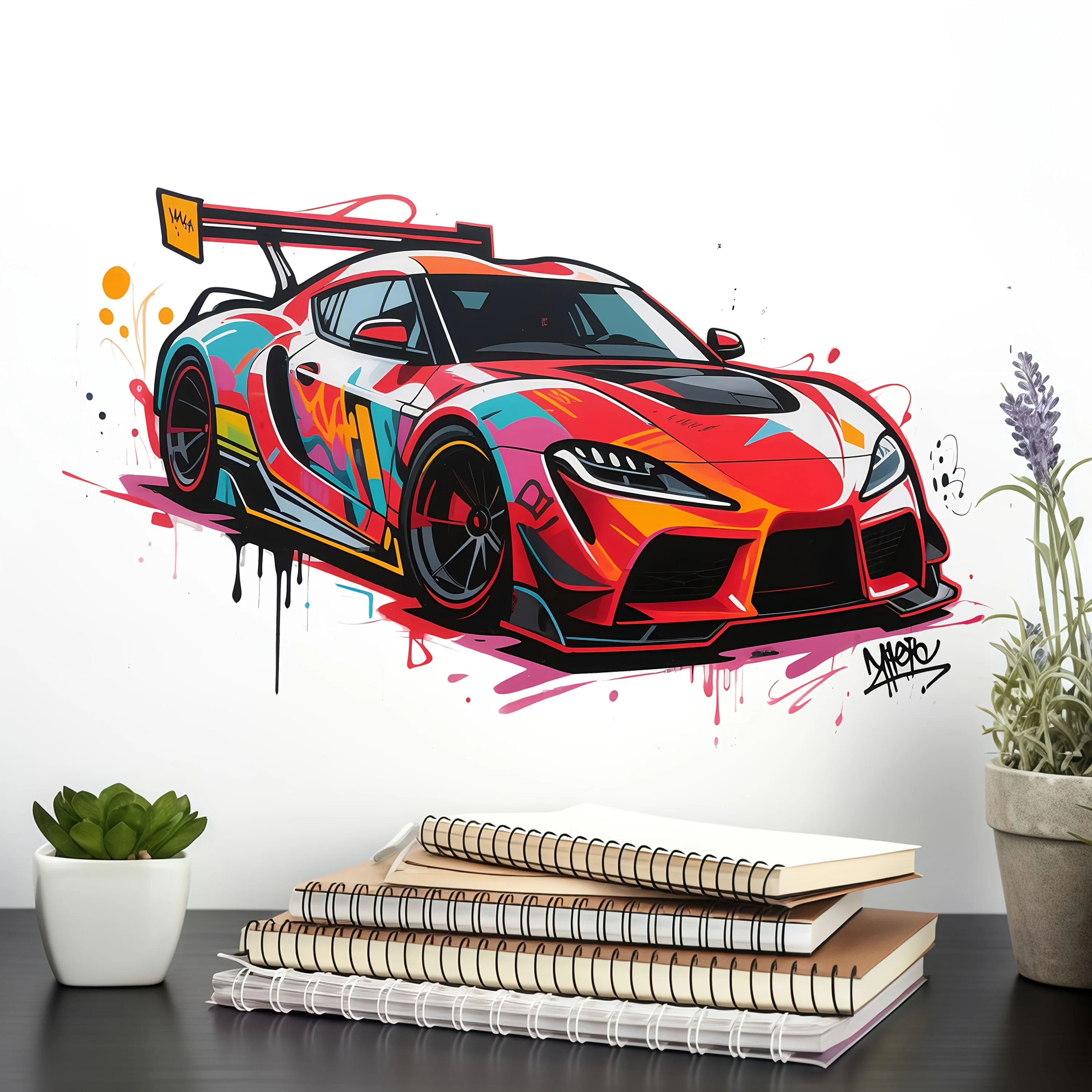 1 Cool Super Racing Car Wall Sticker Suitable for Home Room, Bedroom, Living Room, Bathroom Wall Decoration