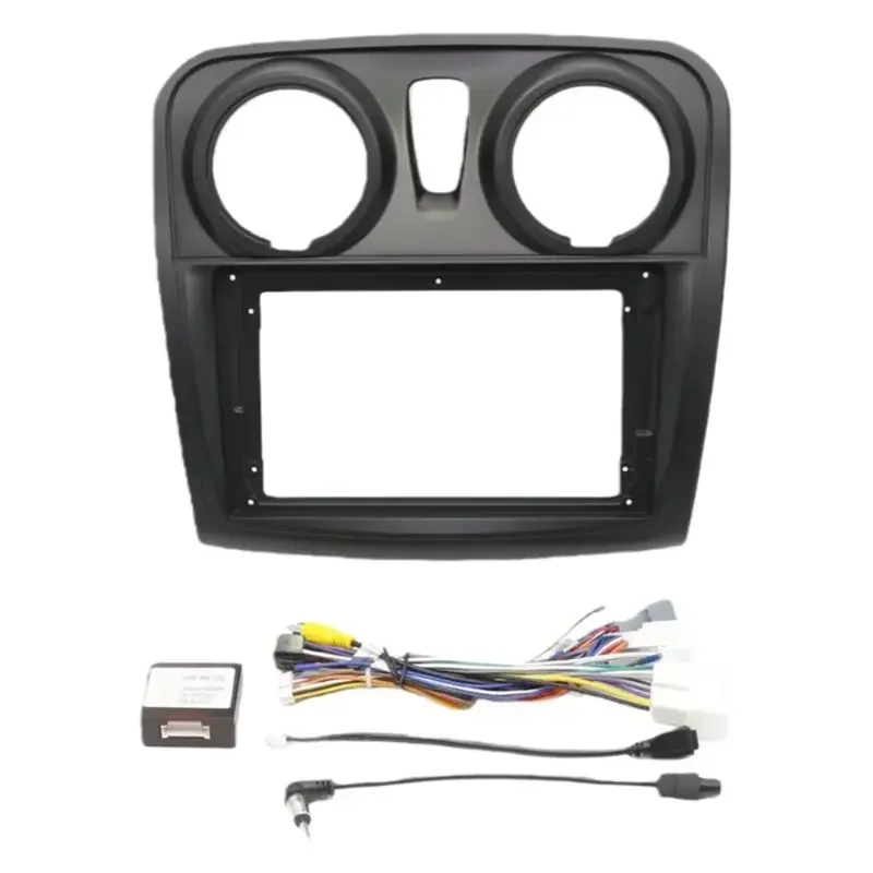 Latest-Power Cable Set 9 Inch For Renault Sandero Symbol Logan 2014+ Car Radio Fascia Canbus Box Dash Fitting Panel Set