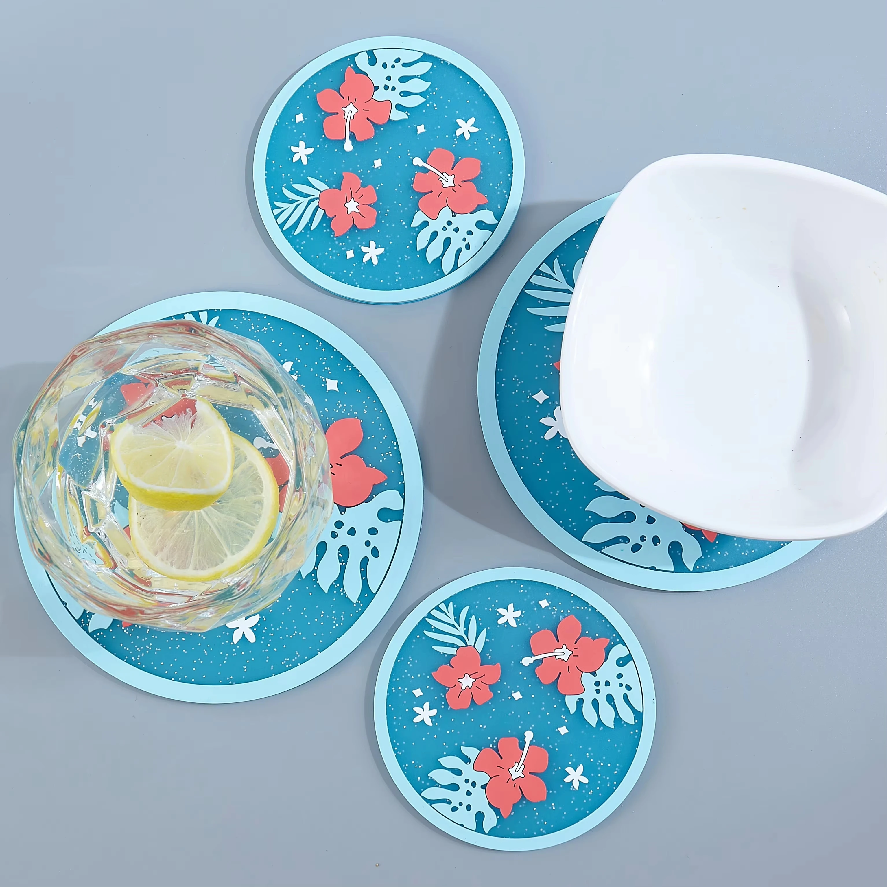 

Leisure home kitchen anti slip PVC soft rubber tea mat, waterproof and environmentally friendly bowl and plate mat, hotel solid