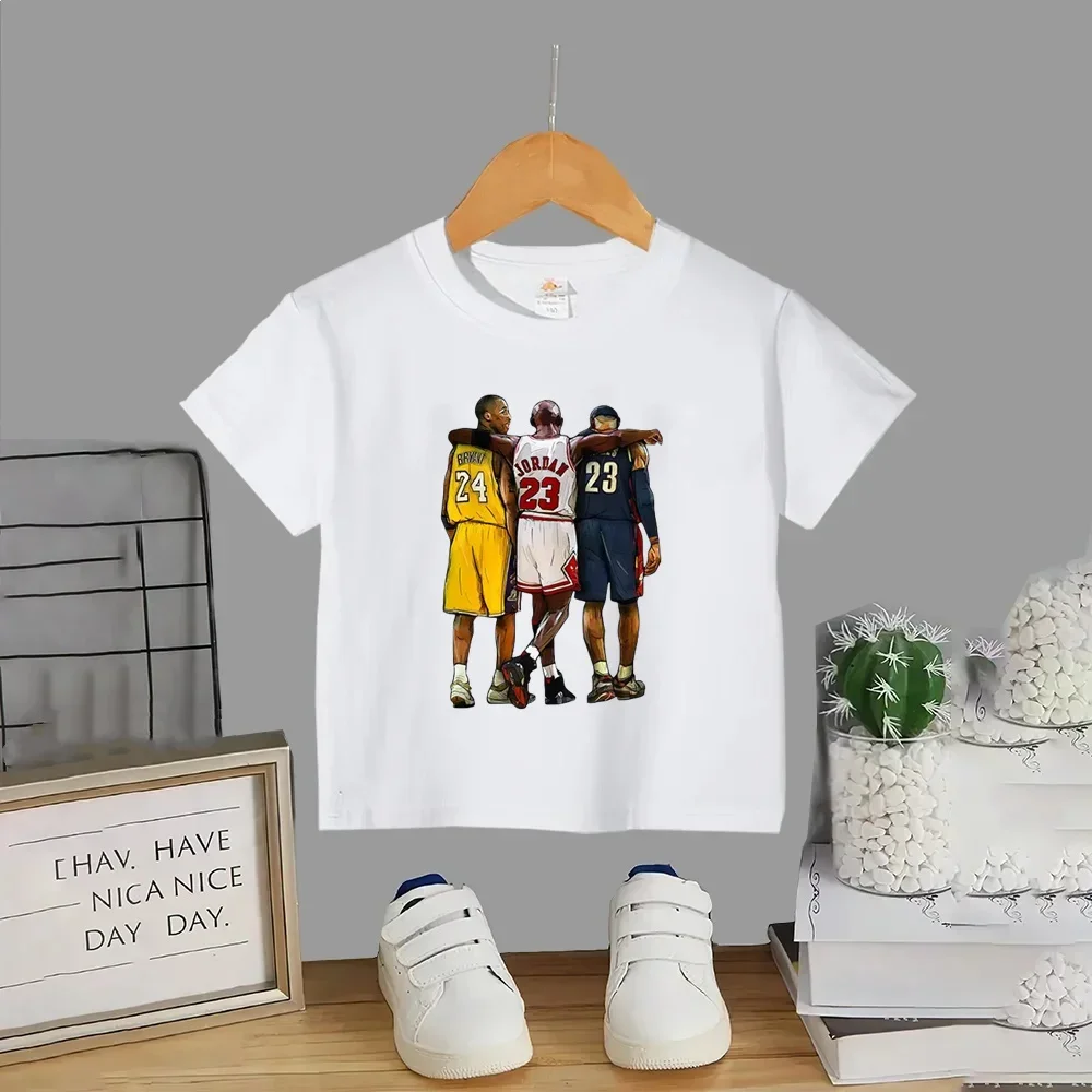 Camiseta de Verano para Niños de Kobe Bryant, de Algodón, Manga Corta, con Estampado de Dibujos Animados de LeBron James
