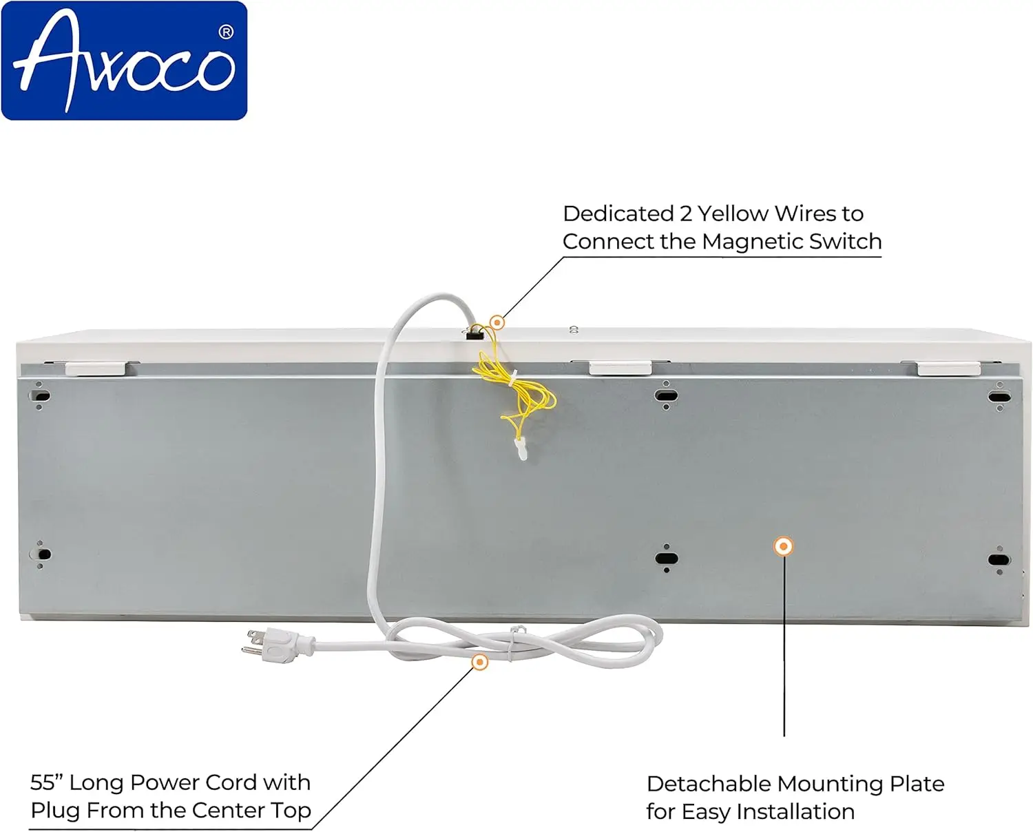 36" Super Power 2 velocidades 1200CFM Cortina de ar interna comercial, certificação UL, 120V não aquecido - Interruptor de porta magnético incluído