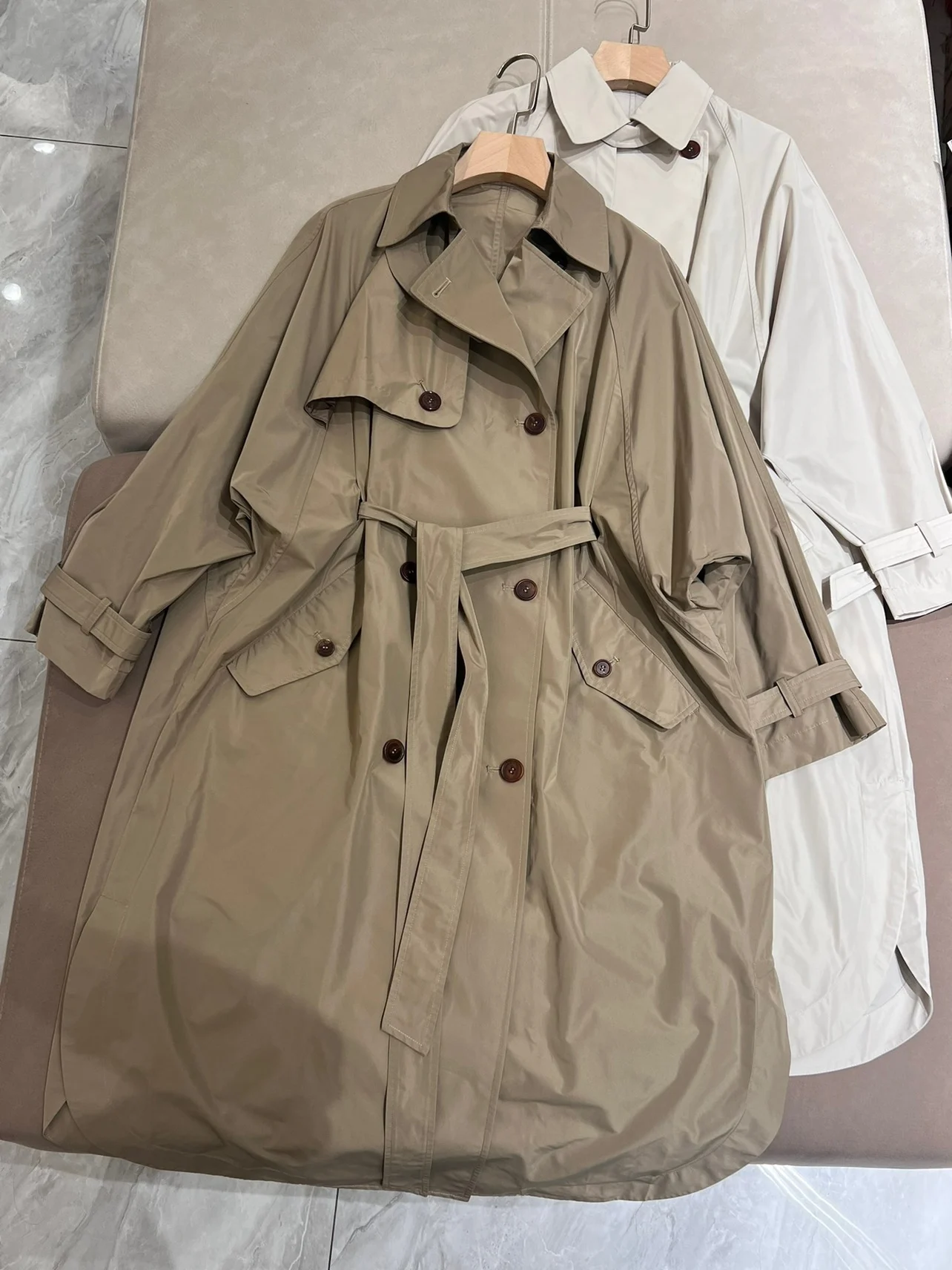 

Spring casual loose wide waist luxurious trench coat