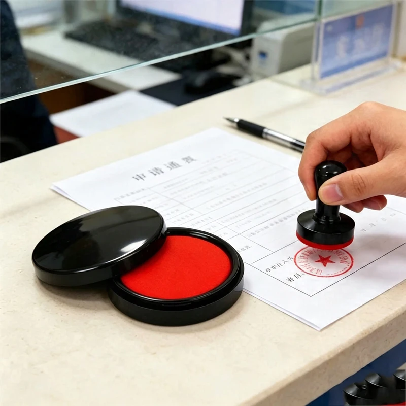 Tampon encreur à séchage rapide, tampon encreur portable, tampon encreur rouge, tampon pour empreintes digitales, fournitures de bureau, adapté aux outils d'impression pour les affaires financières