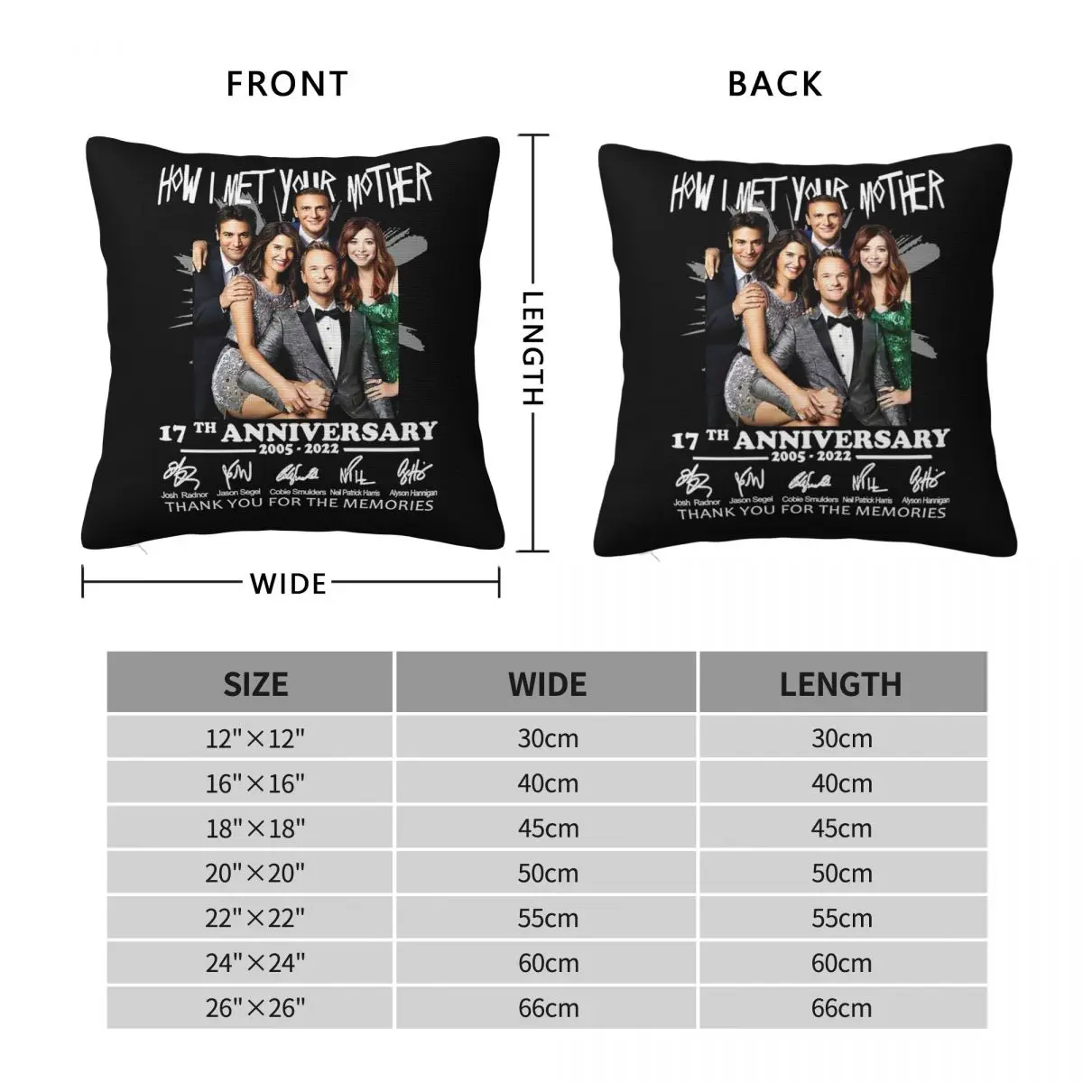 How I Met Your Mother 17th Anniversary 2005 2022  Square Pillowcase Pillow Cover Cushion Zip Throw Pillow for Home Bedroom