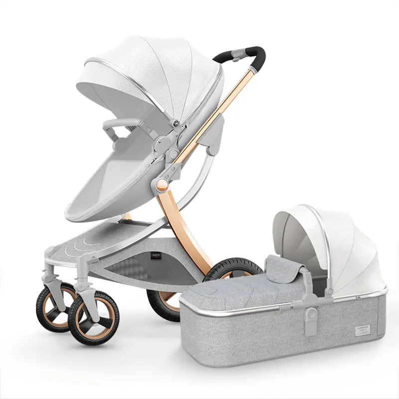 Wholesale price baby stroller easy folding luxury pram egg shell shape 3 in 1 baby carriage for newborn