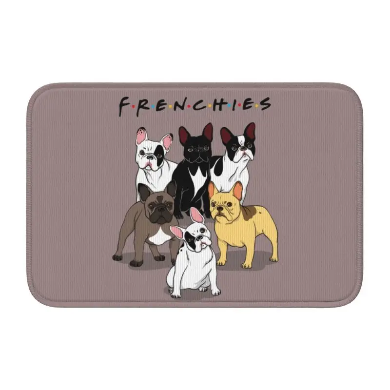 Custom Funny Frenchies French Bulldog Front Door Floor Entrance Welcome Mats Dog Animal Bathroom Kitchen Doormat  Rug Footpad