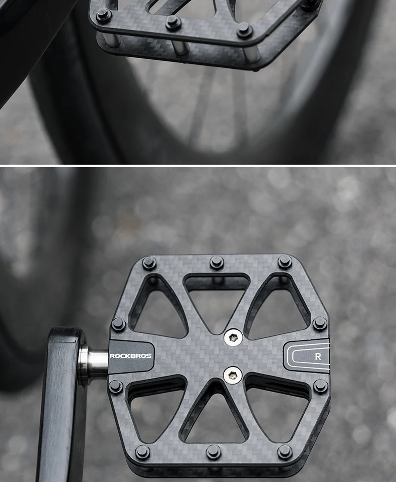 ROCKBROS Ultraleichte Carbonfaser-Pedale 3-Lager MTB Fahrradpedale Kraftsparend Wasserdicht Rutschfest für Straßen- und Mountainbikes – Detail 16