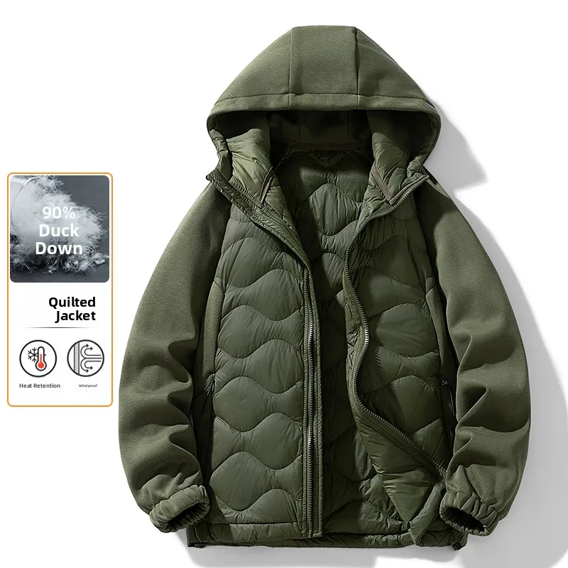 

New National Stand Faionable 2025 Men's down Jaet Hooded Youth Student Trendy Brand Outerwear Polyester Fiber Windproof