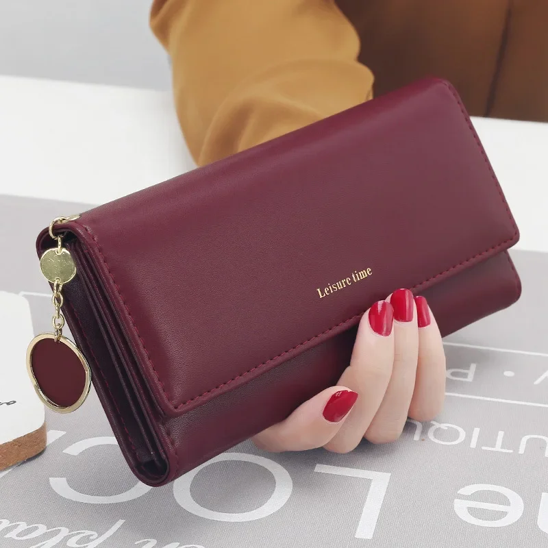 

Fashion Women Wallets Brand Letter Long Tri-fold Wallet Purse Fresh Leather Female Clutch Card Holder Cartera Mujer Lei