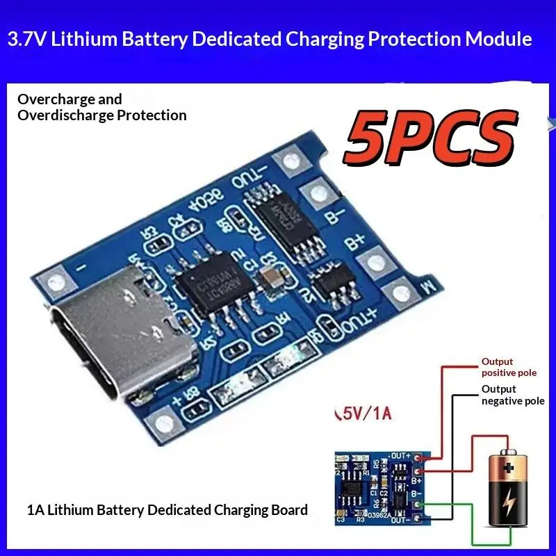 ∘5PCS 5V TP4056 18650 Lithium Battery Charger Board Module With Stable Protection for Hobbyist Electronic DIY Creation