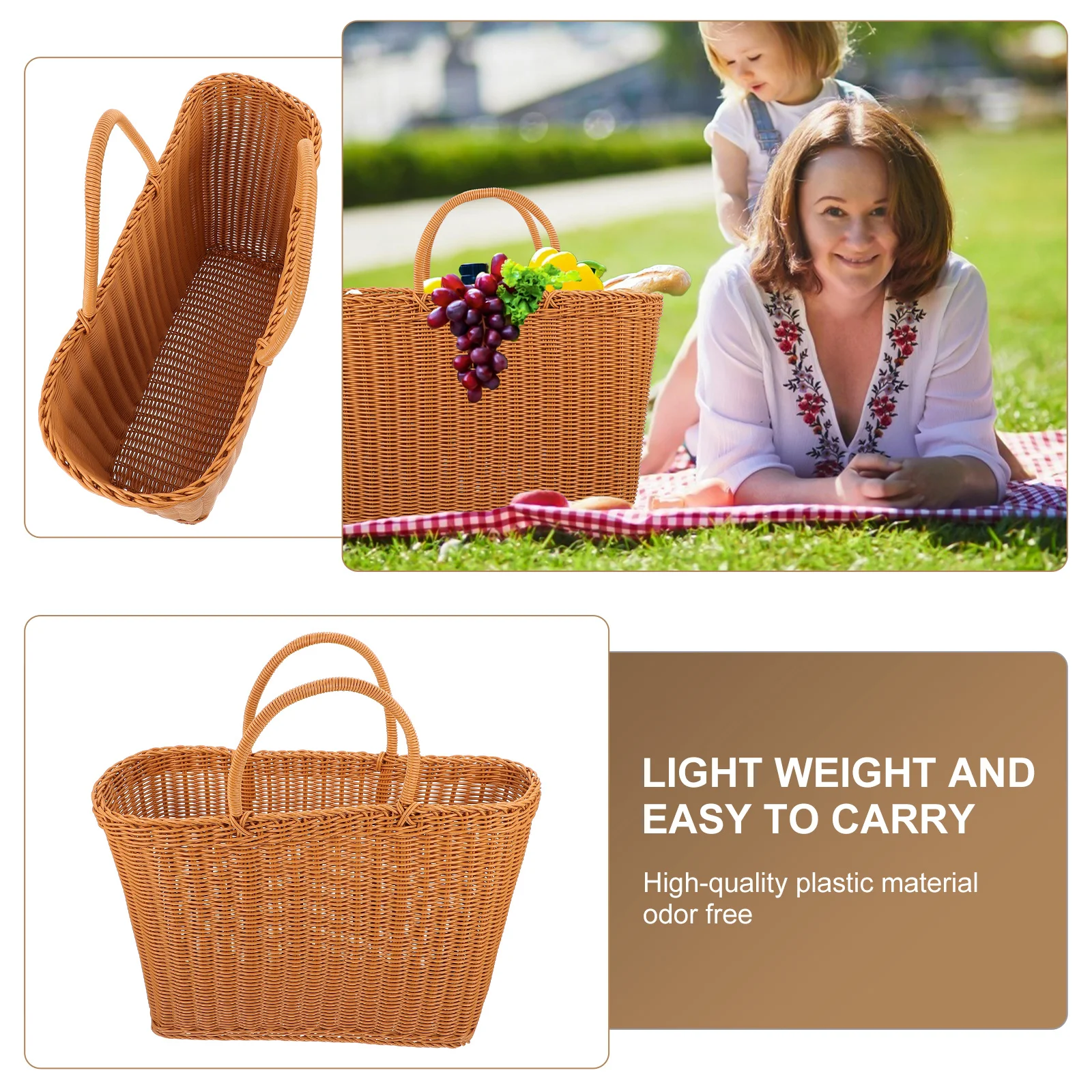 

1Pcs Japanese Style Plastic Basket Odor Free Outdoor Picking Storage Basket Natural Organizer Handmade Storage Holder