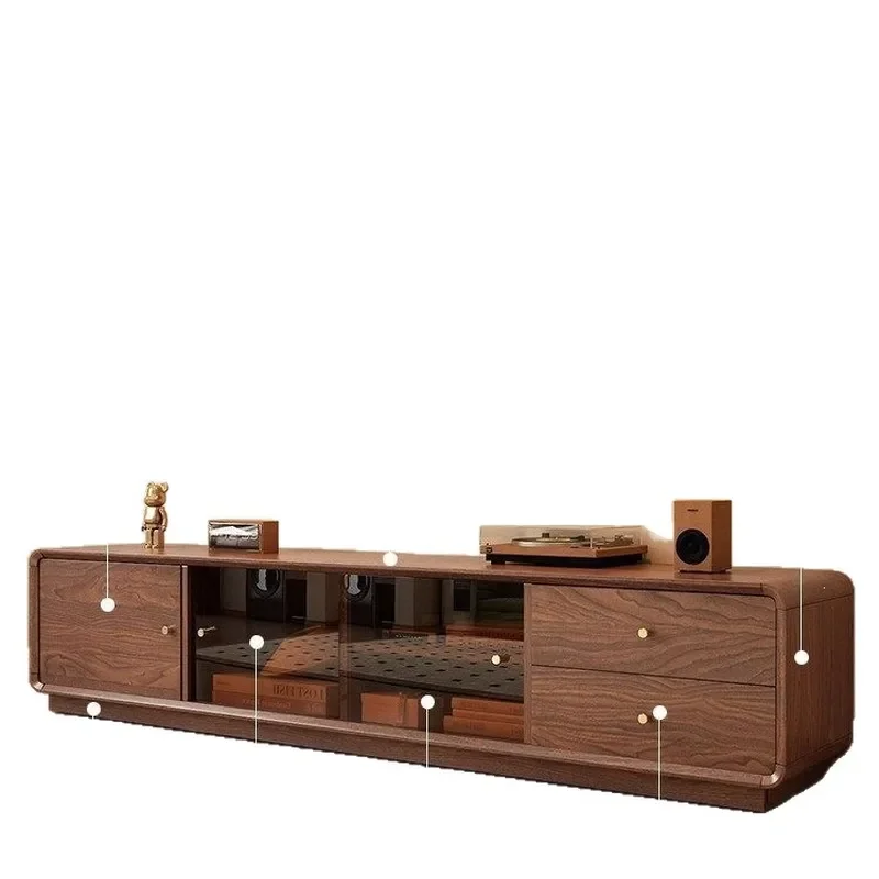 Antique Walnut Coffee Table and TV Cabinet Combo 2026 New Integrated Storage Floor Unit for Small Apartment Living Room