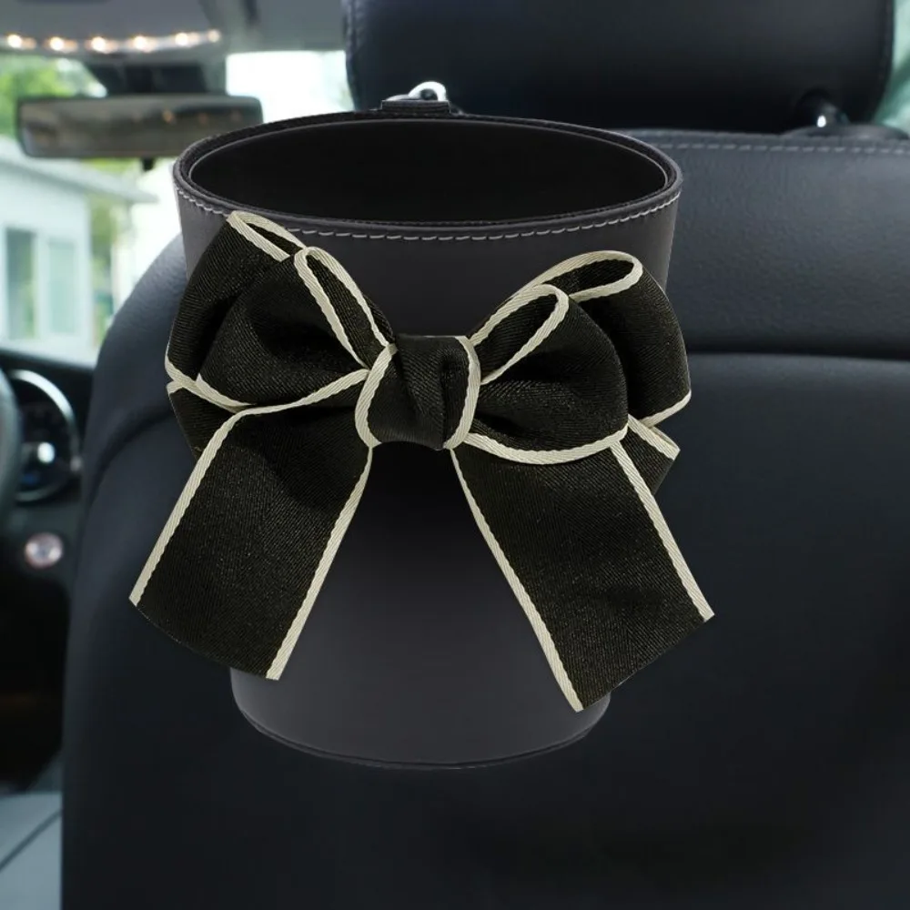 Cute Cute Bowknot Car Seat Back Storage Bag Hanging Organizer Car Storage Box Mini Storage Device Car Waste Bins Car Accessories