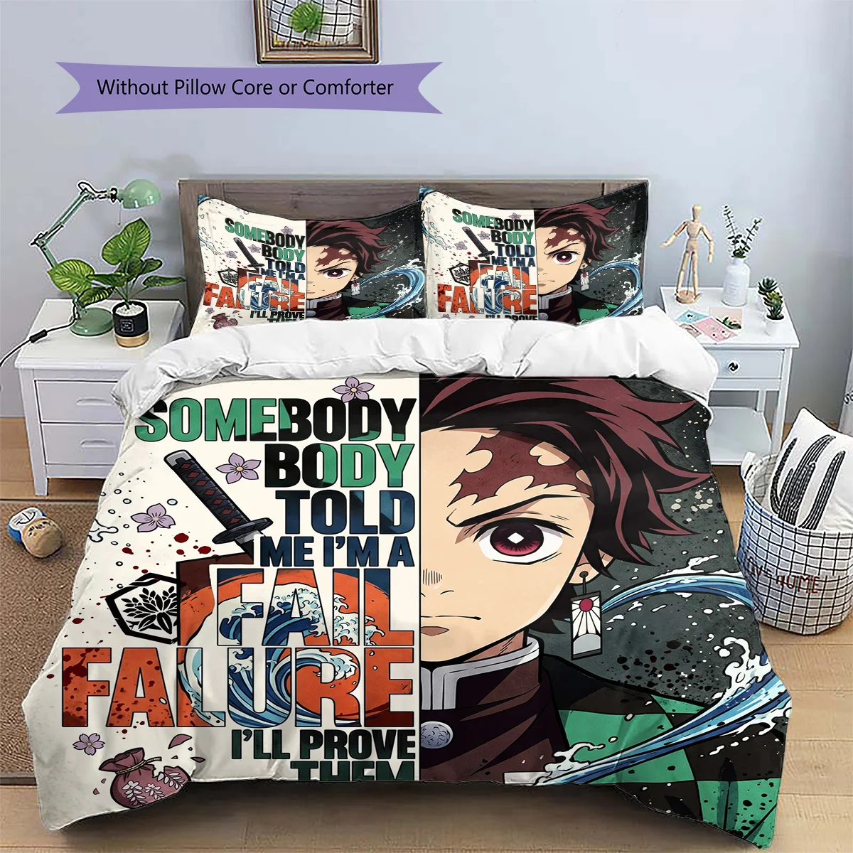 Demon Slayer Pillowcase & Duvet Cover Set | Demon Slayer Curated Bedding | Gift for Fans YUN6511