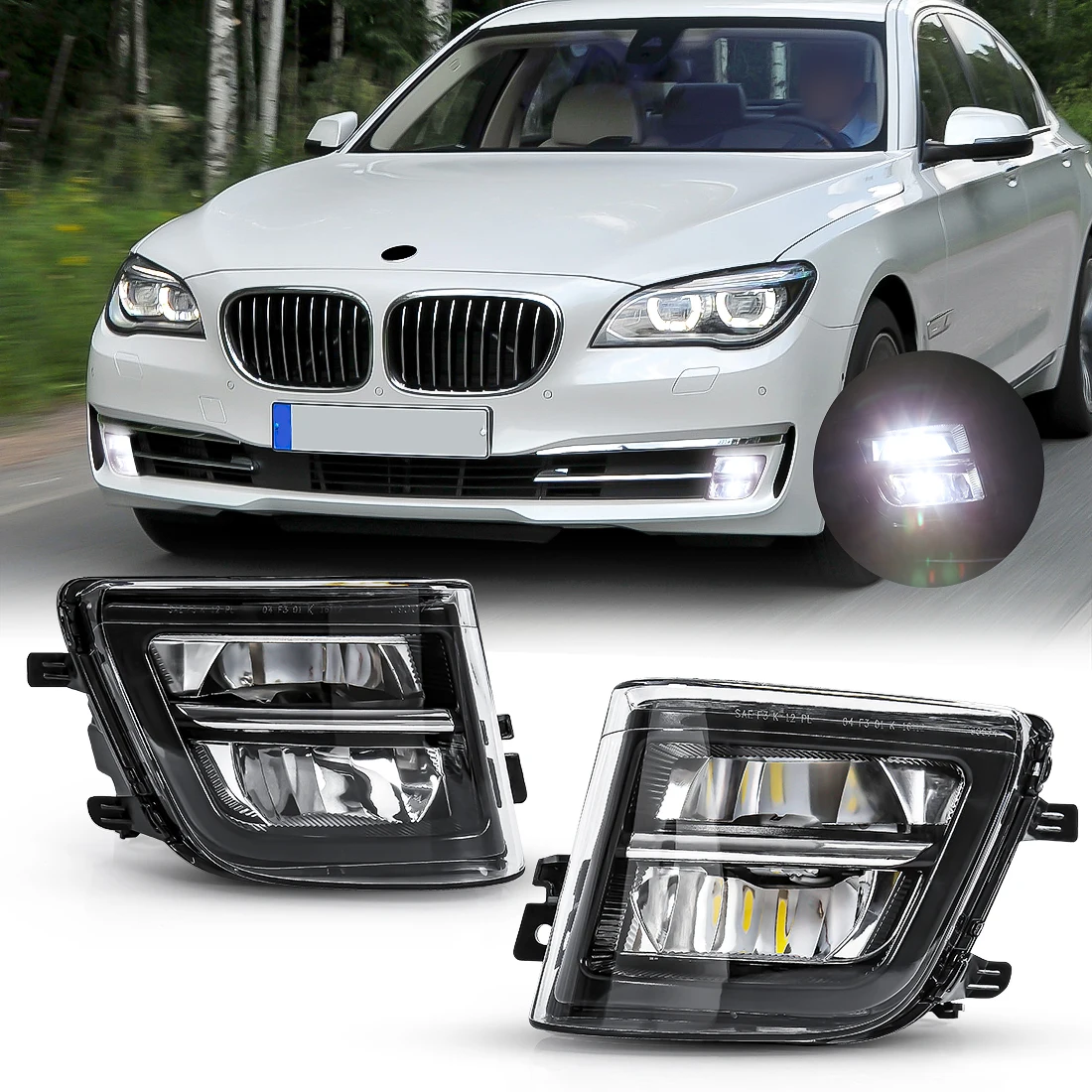 Car Front Bumper Fog Lamp For BMW 7 Series F01 F02 F03 730i 740i 750i 760i LED White Driving Lights 63177311288 / 63177311287