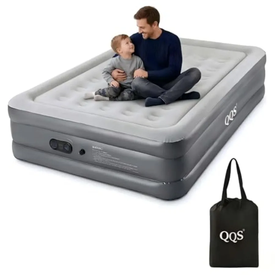 Colchón de Aire con Bomba Integrada, Cama Inflable Elevada de 1 Pulgada, Soporte Resistente de 660 lb, Colchón Inflable con Bolsa para Invitados y Hogar