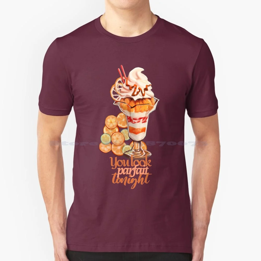 Lovely Orange Parfait T Shirt 100% Cotton Tee Parfait Dessert Delicious Cute Lovely Text Valentines Day Perfect Love Song Look