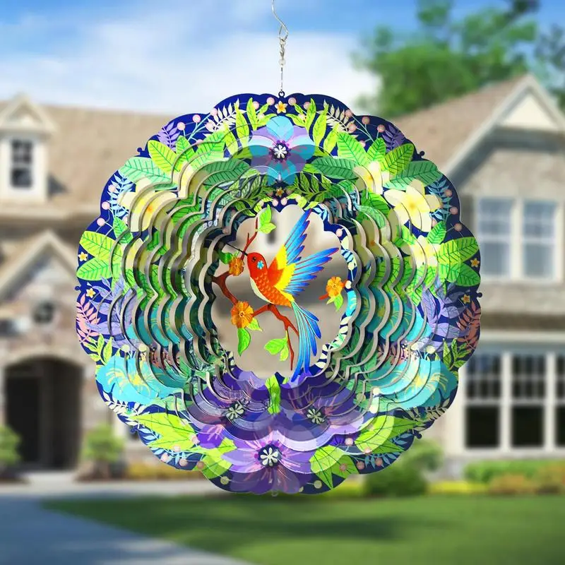 

Hummingbird Metal Wind Spinner 3D Kinetic Wind Spinner Christmas Decor Outdoor Wind Sculptures For Trees Walls Window