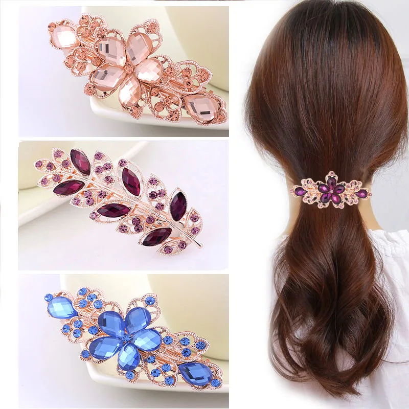 

Crystal Hairpin Girl Ladies Fashion Hairwear Jewelry For Women Lady Rhinestone Alloy Hair Clip Party Barrettes Leaf SE012
