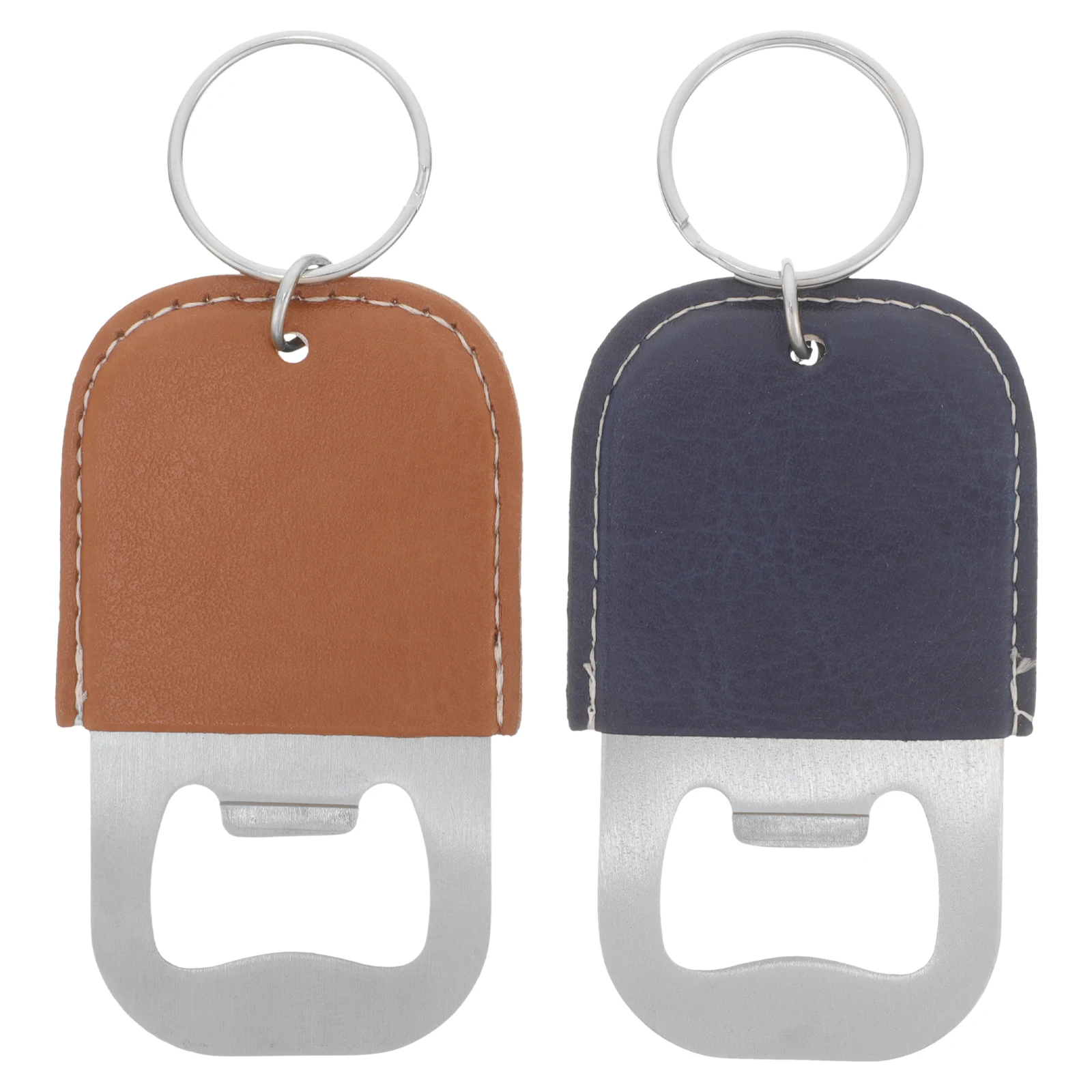 

2pcs Bottle Opener Keychain Stainless Steel Flat Design Beer Soda Lid Remover Drink Accessories Gift Idea Blue Brown