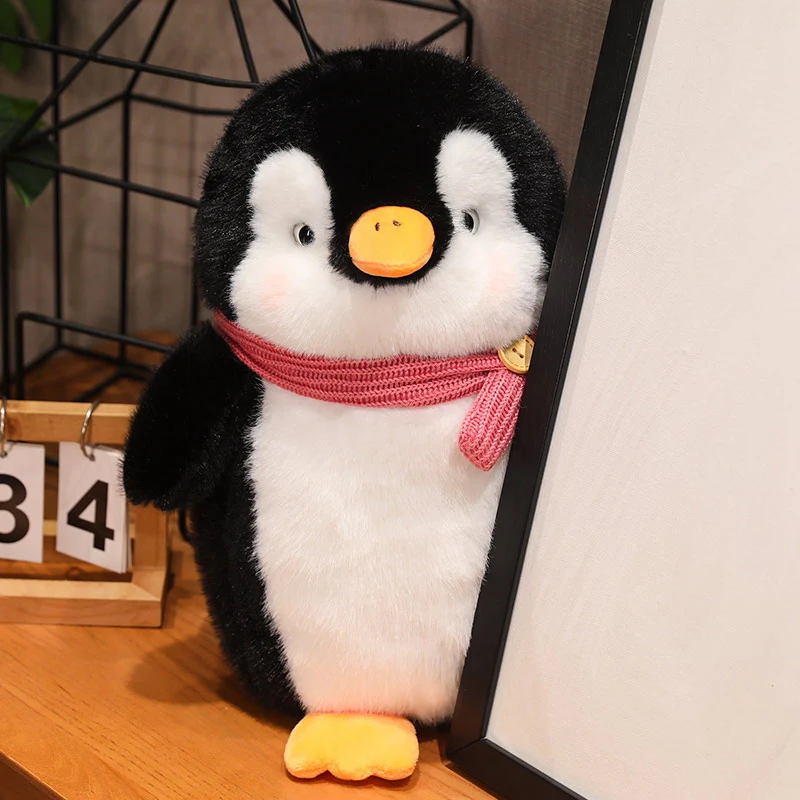 Pingüino gordo suave con bufanda, juguetes de peluche, muñeca de animales de dibujos animados, juguete de moda para niños, niñas encantadoras, regalo de cumpleaños de Navidad, nuevo