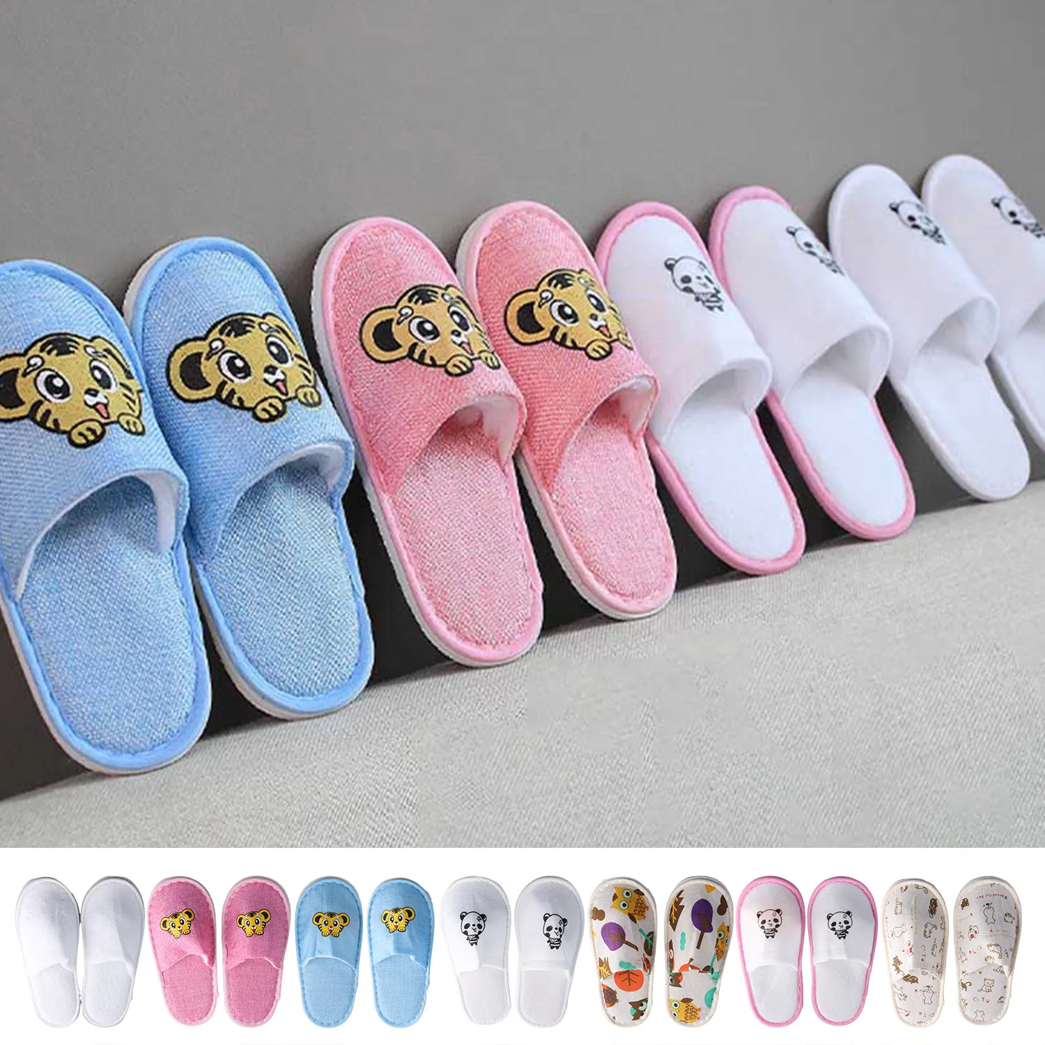 1 Pair Cartoon Home Slipper Children Travel Portable Folding Disposable Slipper House Home Kids Slippers