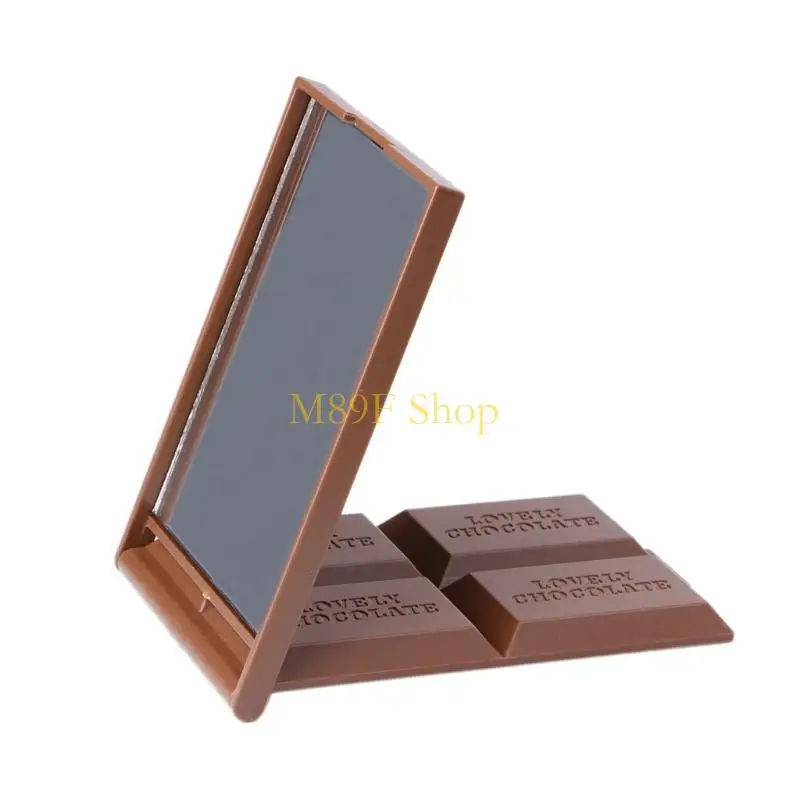 M89F Leuke chocoladekoekjesvormige vierkante zakspiegel Mini opvouwbare make-upspiegel